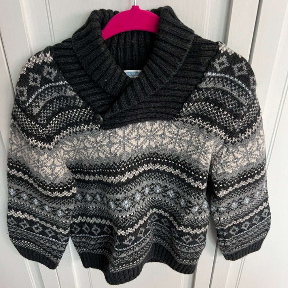 Janie and Jack grey fair isle shawl collar sweater. 2T.